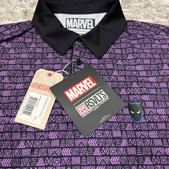 RSVLTS X Marvel Black Panther Wakanda Forever Performance Polo Large New Rare